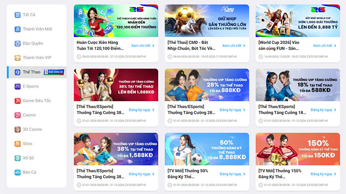 Một số khuyến mãi đặc biệt khi tham gia Fun88 
